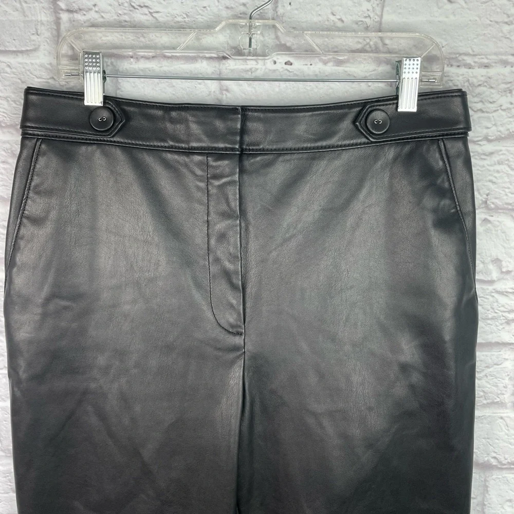 Ann Taylor High Waisted Faux Leather Black Pants Size 10 New! - Picture 7 of 7